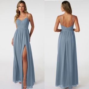 Azazie Dusty Blue Zuma Bridesmaids Full Length Dress Size A10